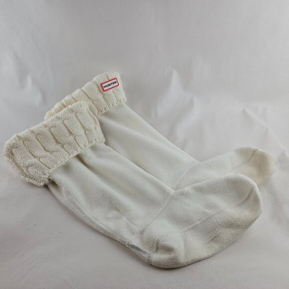 HUNTER Original Cable Knit Short Hunter White Rain Boot Liner Socks Size L TBT - Picture 1 of 6